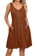 Sleeveless Button Down T-Shirt Pocket Dress