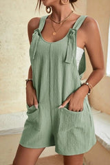 Sleeveless Casual Pocket Strap Short Jumpsuit