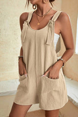 Sleeveless Casual Pocket Strap Short Jumpsuit