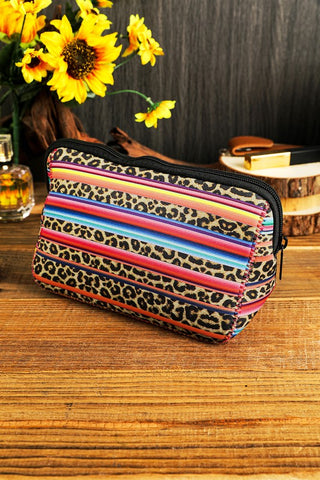 Serape Leopard Make up Storage Bag