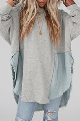 OVERSIZED Raw Hem Splice Top