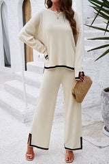 Casual Solid Knitted Long Sleeve Set