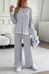 Casual Solid Knitted Long Sleeve Set