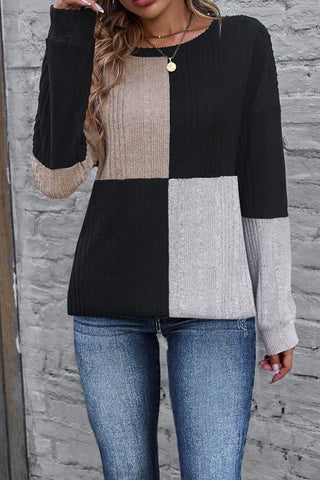 Colorblock Textured Knit Top