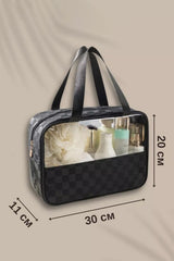 Black Stylish Checkered Clear Cosmetic Bag