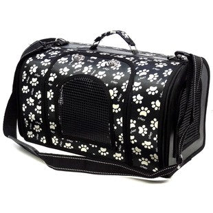 Black Paw Print Pet Carrier