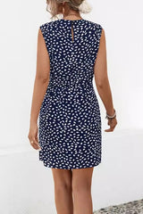 Polka Dot Pile Collar Sleeveless Dress