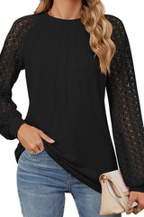 Lace Patchwork Round Neck Long Sleeves