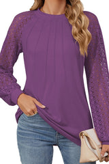 Lace Patchwork Round Neck Long Sleeves