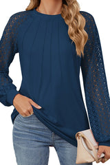 Lace Patchwork Round Neck Long Sleeves