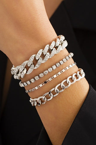 4pcs Rhinestone Adjustable Chain Bracelet