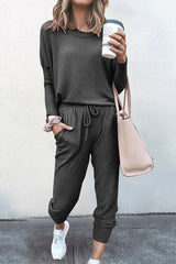 Long Sleeve Drawstring Pant Set