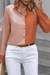 Button Front Long Sleeve Collar Shirt