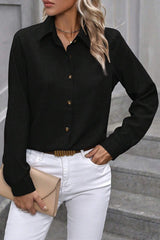 Button Front Long Sleeve Collar Shirt