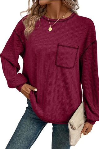 Pit Striped Brushed Long Sleeve Top