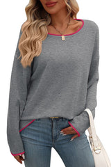 Round Neck Jump Color Core Yarn Sweater