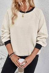 Raglan Sleeve Textured Sweatshirt