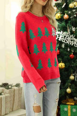 Christmas Tree Jacquard Embroidery Knitted Sweater