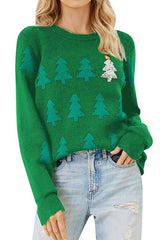 Christmas Tree Jacquard Embroidery Knitted Sweater