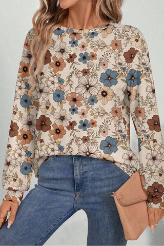 Floral Crew Neck Long Sleeve Top