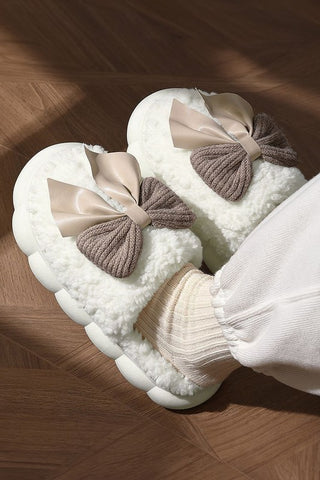 Bowknot Micro Fibre Plush Slippers