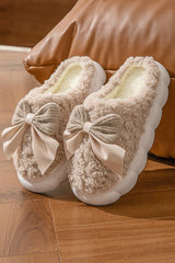 Bowknot Micro Fibre Plush Slippers