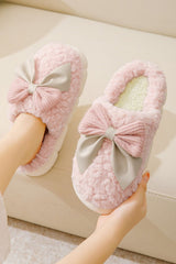 Bowknot Micro Fibre Plush Slippers