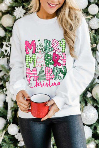 MERRY Christmas Printed Pullover Sweatshirt