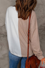 Khaki Colorblock Long Sleeve Top