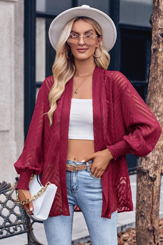 Puff Sleeve Sheer Cardigan