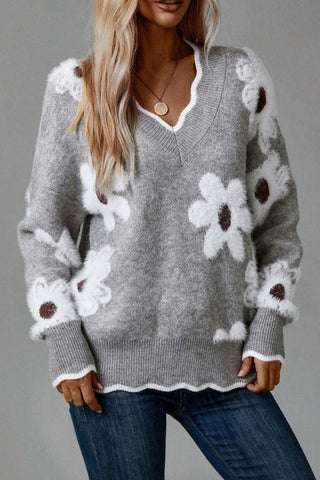 Jacquard VNeck Sweater