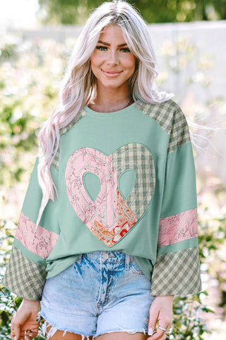 Plaid Floral Heart Graphic Valentine's Day Top