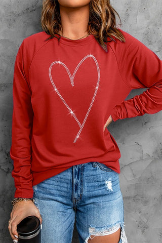 Rhinestone Heart Shaped Valentine's Day Sweatshirt