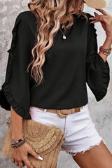 Frill Trim Tulip Sleeve Blouse