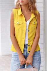 Colored Denim Vest Sleeveless