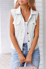 Colored Denim Vest Sleeveless