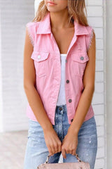 Colored Denim Vest Sleeveless