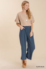 Fray Hem Pant with Pockets