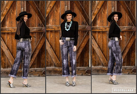 Black Snake Print Jean